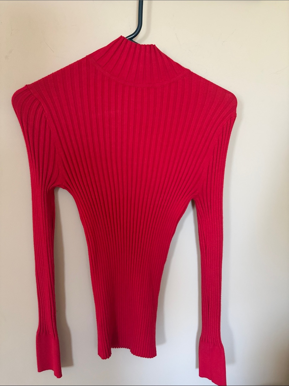Loft Stretchy Ribbed Turtleneck Sweater in Vibrant Red
